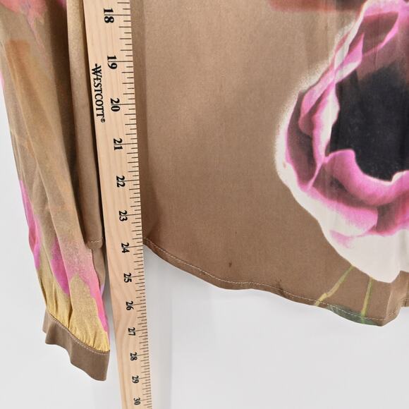 Vtg Y2k ROBERTO CAVALI Womens Silk Top Size 8 Floral Satin V Neck Button Fairy - Picture 4 of 13